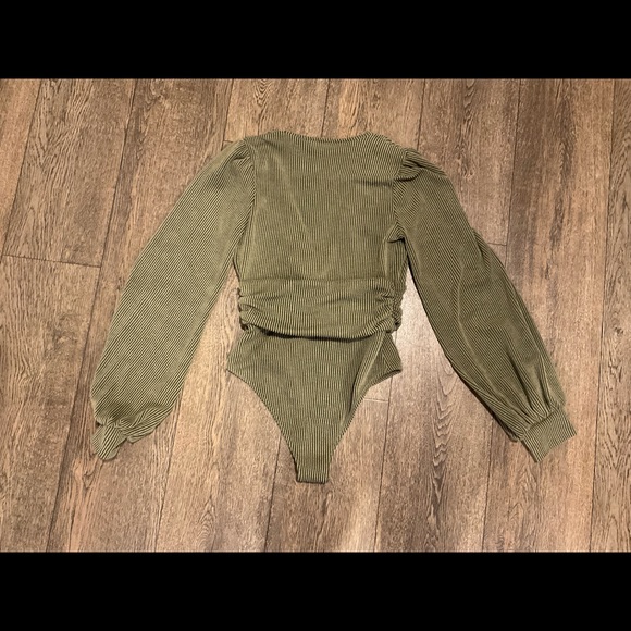 THE MOST AWESOME Olive Green Ribbed Body Suit-Small - Picture 3 of 3